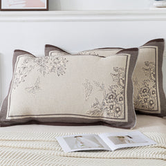 Pair of Butterfly pattern Tied Cotton Gauze Pillow Cover - Secure Fit, Premium Comfort (Insert Not Included)