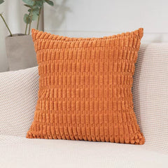 Orange Set of 2 Corduroy Style Throw Pillow Covers - Machine Washable 50*50CM
