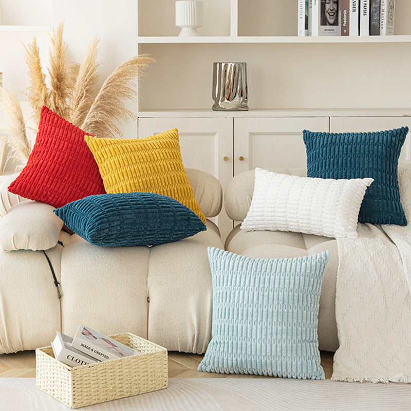 Orange Set of 2 Corduroy Style Throw Pillow Covers - Machine Washable 55*55CM