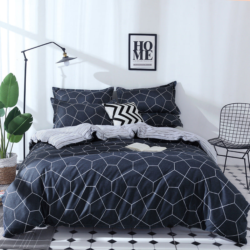 Plaid Duvet Cover - 3 Piece Bedding Set (with Corner Ties)Quilt cover 230cm x 265cm, pillowcase 51 x 92cm