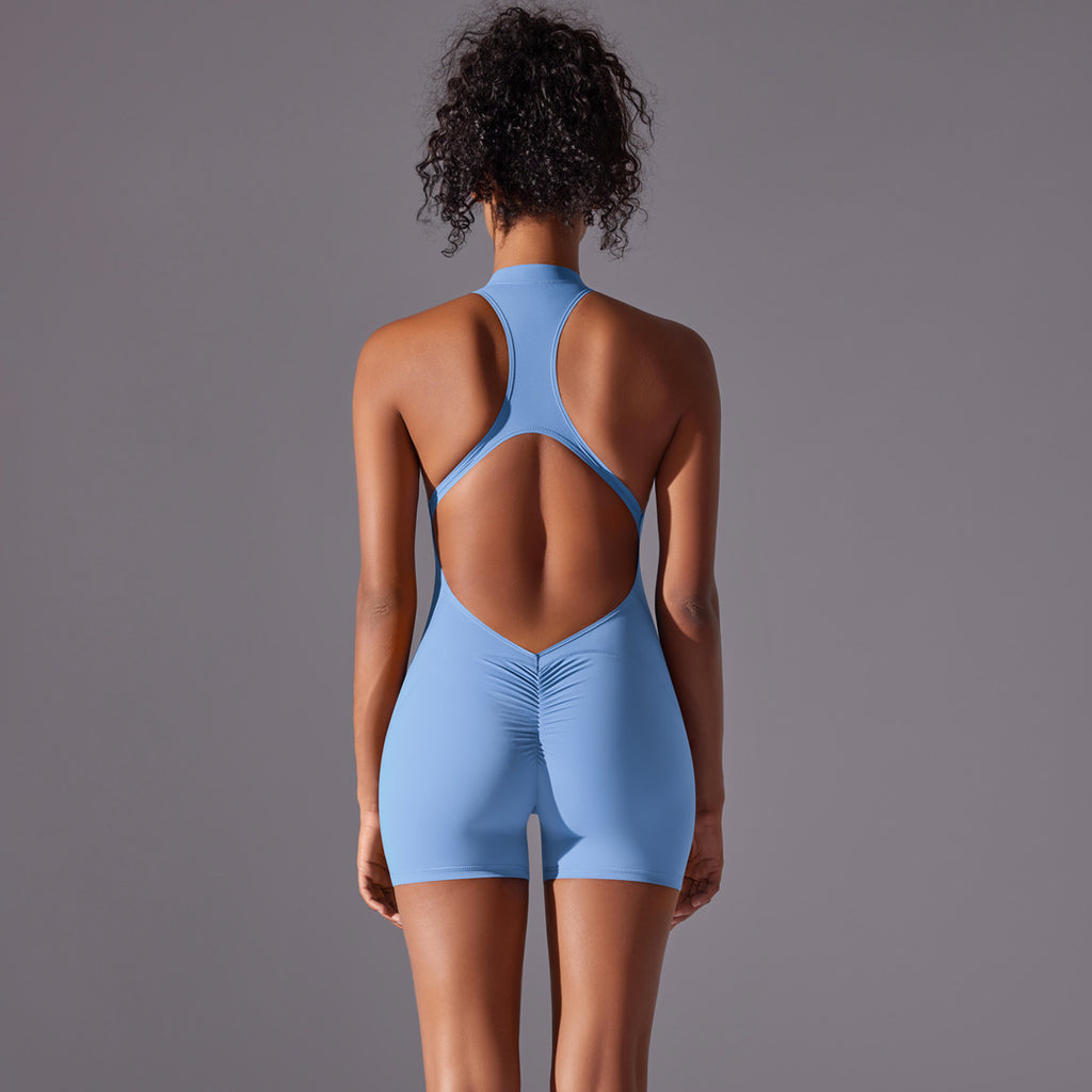 Size S Light Blue High-Impact Seamless Bodysuit - Nude Feel Yoga & Fitness Romper