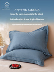 Blue Pure Cotton Flannel Pillowcase Set - Soft, Thickened, Solid Color (Pair, 48x74cm)