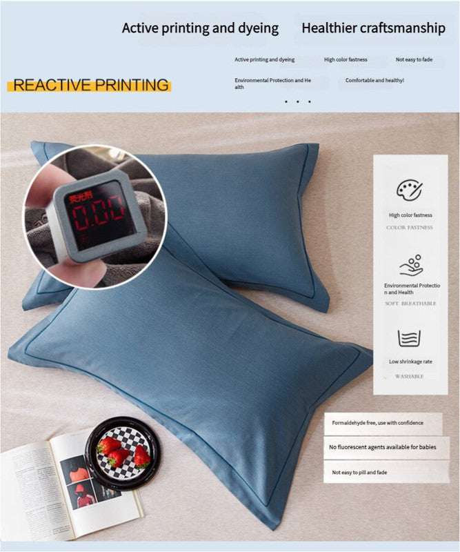 Grey Pure Cotton Flannel Pillowcase Set - Soft, Thickened, Solid Color (Pair, 48x74cm)