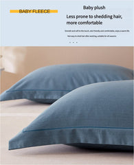 Grey Pure Cotton Flannel Pillowcase Set - Soft, Thickened, Solid Color (Pair, 48x74cm)