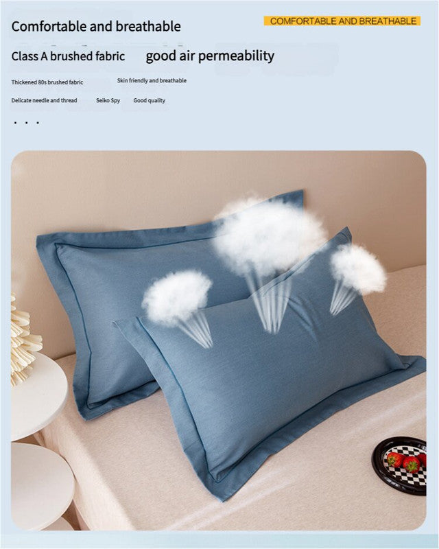 Mint Blue Pure Cotton Flannel Pillowcase Set - Soft, Thickened, Solid Color (Pair, 48x74cm)