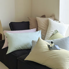 Light Brown Pinstripe Long Staple Cotton Sateen Pillowcase Set - Jacquard Striped, Pure Cotton, 48x74cm (Pair)