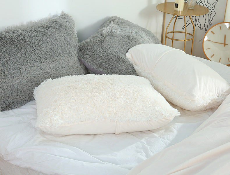 Green Faux Fur Pillowcase Set - Crystal Velvet Plush Throw Pillow Covers, Bedding Accent (50x70cm, Pair)