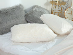 Dark Pink Faux Fur Pillowcase Set - Crystal Velvet Plush Throw Pillow Covers, Bedding Accent (50x70cm, Pair)