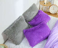 Light Orange Faux Fur Pillowcase Set - Crystal Velvet Plush Throw Pillow Covers, Bedding Accent (50x70cm, Pair)