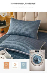 Dark Green Cooling latex texture Pillowcase Set - Latex Feeling, Solid Color, 48x74cm (Pair)