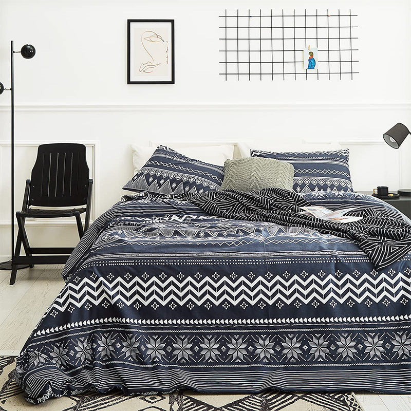 Black and White Cow Pattern 3-Piece Polyester Duvet Cover Set with 2 Pcs Pillowcases - Elegant Bedding, Machine Washable, 173x230cm Duvet + 51x76cm Pillowcases