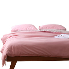 Grey And White Stitching Ultra-Soft Solid Color 4-Piece Bedding Set - Queen Size(Suitable for 2m bed)