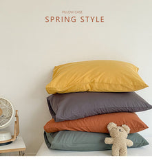 Light Yellow 100% Cotton Pillowcase Set - Envelope Closure(without pillow core)