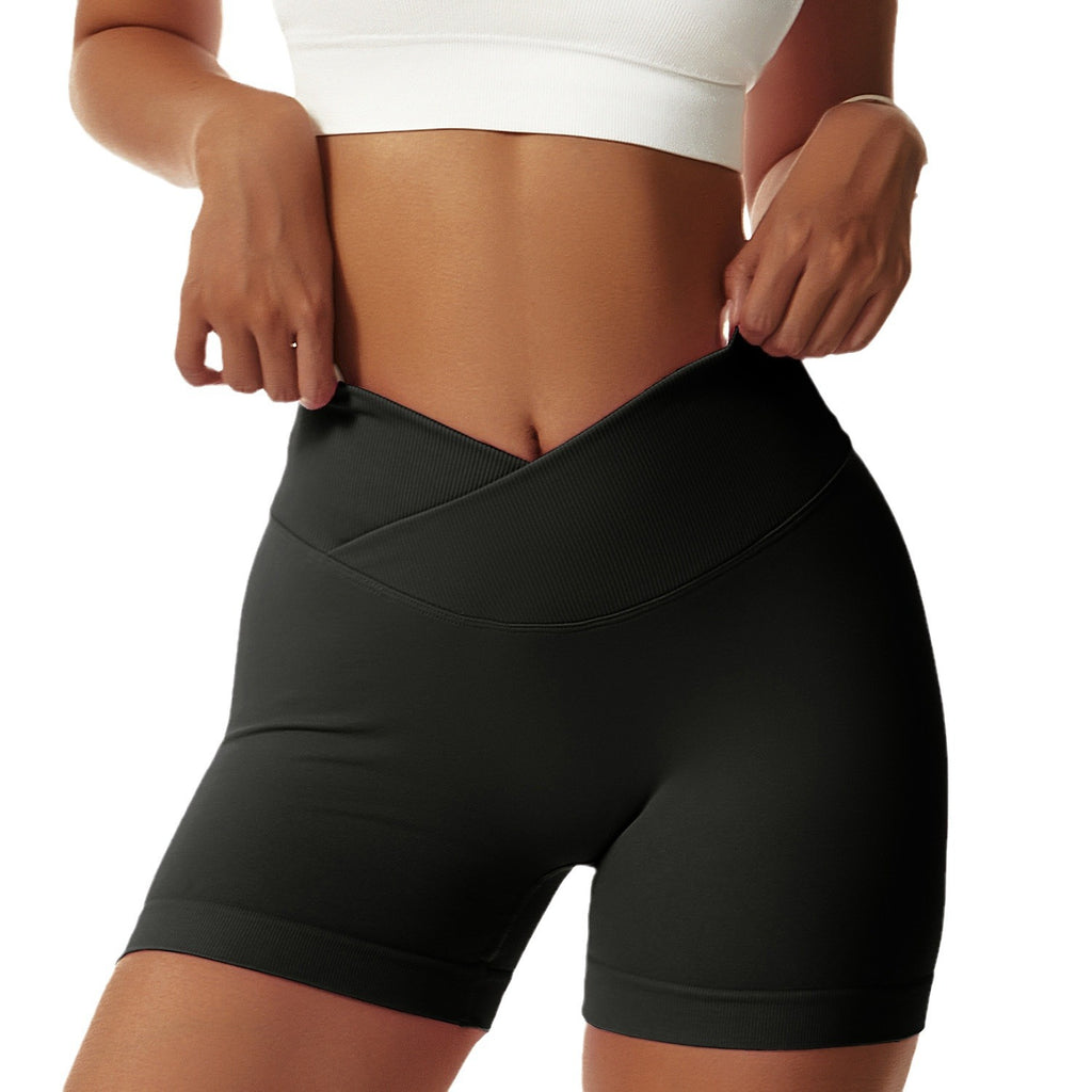 Black Yoga Shorts - Seamless, High Waist, Tummy Control Size L