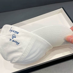 White Stylish Ponytail Opening Baseball Cap - Have a Nice Day