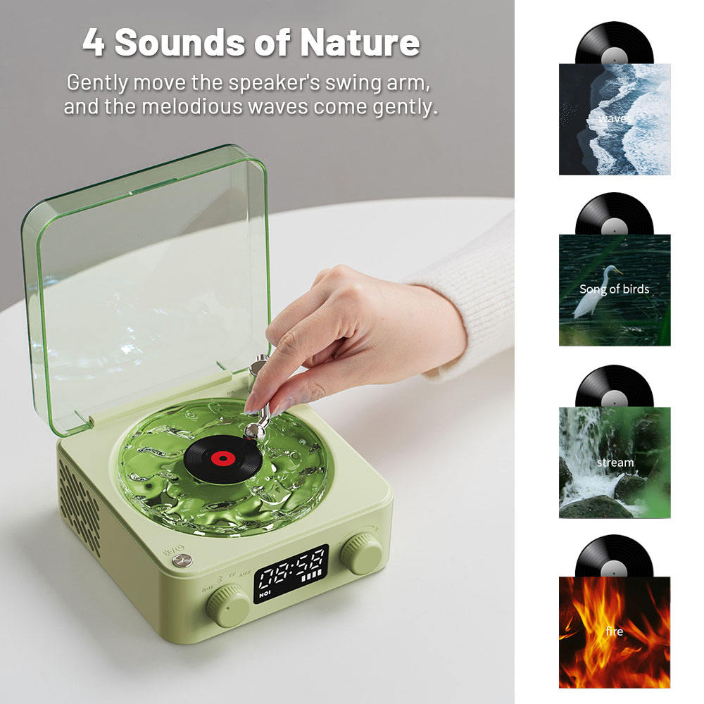 White Waves Retro Bluetooth Speaker Clock with Ambient Light Projector