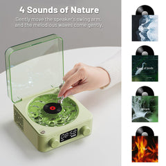 White Waves Retro Bluetooth Speaker Clock with Ambient Light Projector