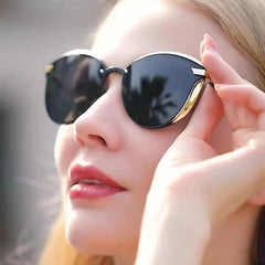 2-pcs Black Elegant Women's Cat Eye Sunglasses - Anti-Glare, Lightweight Frame