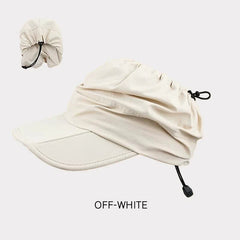 Beige Foldable Quick-Dry Summer Sports Visor Hat UPF 50+ Adjustable Outdoor Sun Cap