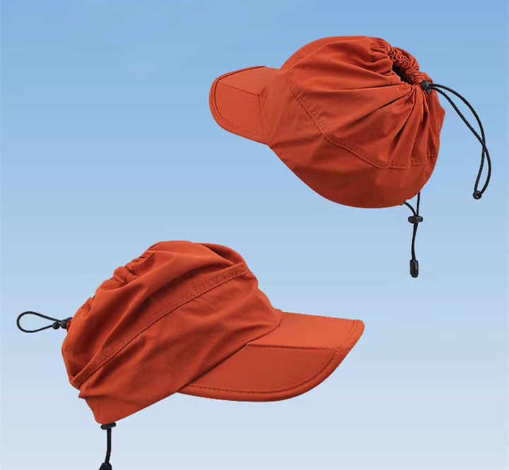 Beige Foldable Quick-Dry Summer Sports Visor Hat UPF 50+ Adjustable Outdoor Sun Cap