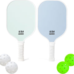 Orange Fiberglass Pickleball Paddle Set - 2 Minimalist Paddles, 4 Balls, and Carry Bag for Outdoor Play