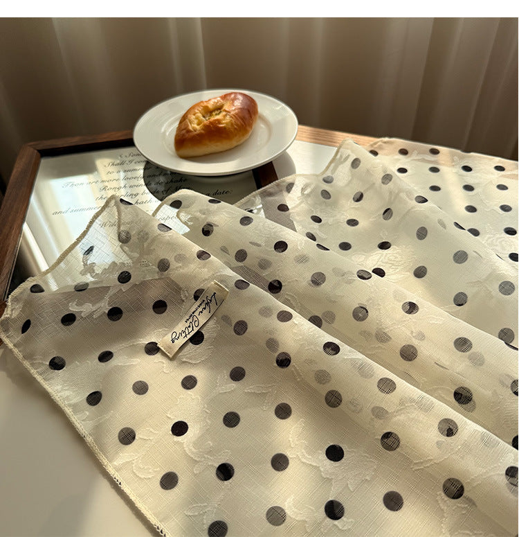 Style 8 Black Spots On White Background Versatile Patterned Square Scarf | 65x65cm Lightweight Polyester Neckerchief Headband | Vintage Polka Dot & Floral