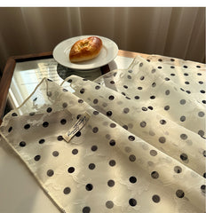 Style 8 Black Spots On White Background Versatile Patterned Square Scarf | 65x65cm Lightweight Polyester Neckerchief Headband | Vintage Polka Dot & Floral
