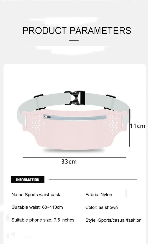 2 Pcs Grey Lightweight Women's Running Waist Bag - Splash-Proof Fitness Belt with Stretchable Phone Storage