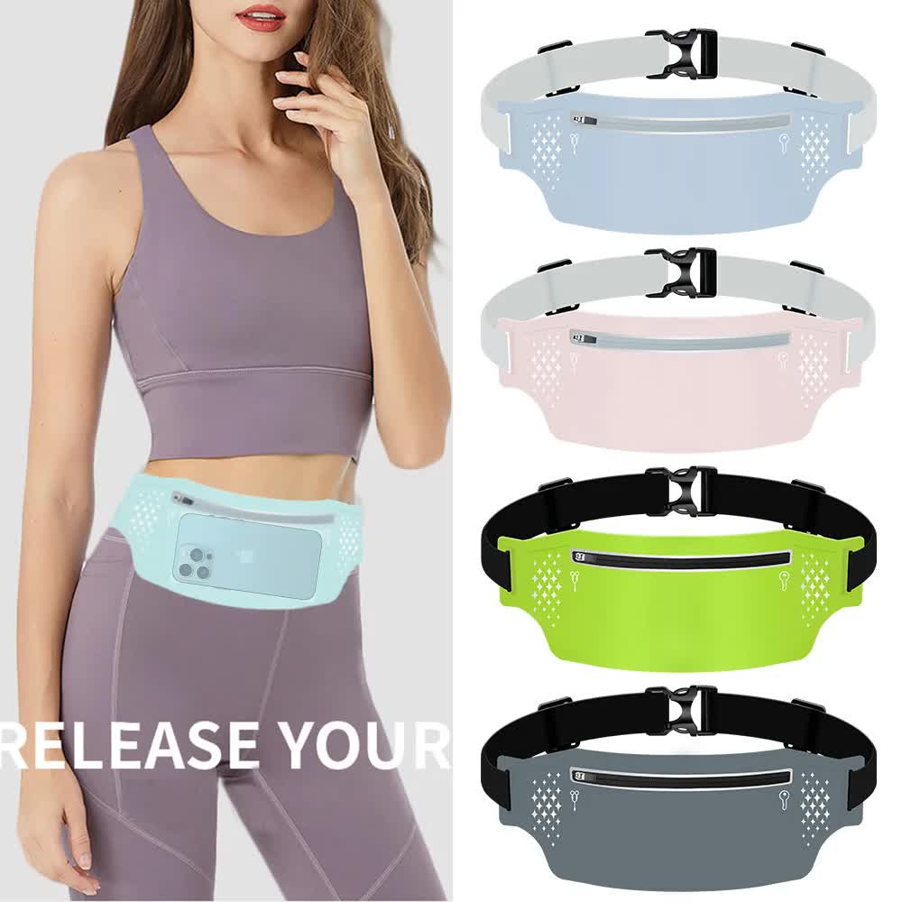 2 Pcs Fluorescent Green Lightweight Women's Running Waist Bag - Splash-Proof Fitness Belt with Stretchable Phone Storage