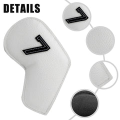 Black Golf Iron Head Covers Set of 10 - Waterproof PU Leather Club Protectors with Embroidered Numbers (3-9, P, A, S)