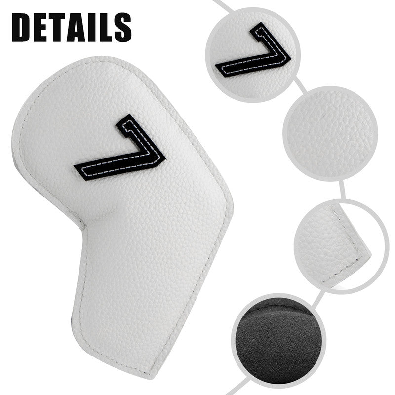 Khaki Golf Iron Head Covers Set of 10 - Waterproof PU Leather Club Protectors with Embroidered Numbers (3-9, P, A, S)