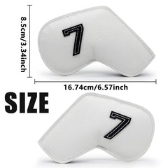Dark Blue Golf Iron Head Covers Set of 10 - Waterproof PU Leather Club Protectors with Embroidered Numbers (3-9, P, A, S)
