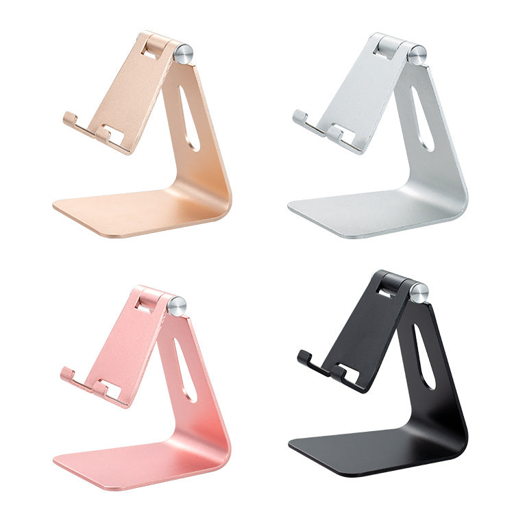 2 Pcs Black Foldable Aluminum Alloy Phone & Tablet Stand - Adjustable Portable Desktop Holder