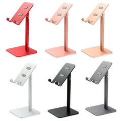Black Adjustable Aluminum Alloy Phone and Tablet Stand - Telescopic Desktop Holder for Live Streaming and Hands-Free Use