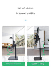 Rose Gold Adjustable Aluminum Alloy Phone and Tablet Stand - Telescopic Desktop Holder for Live Streaming and Hands-Free Use