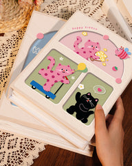 Cover 3 Colorful 7-Inch 100-Photo Cartoon Cat Album - Large Capacity Family Photo Storage Book with Suede and Crystal Cover