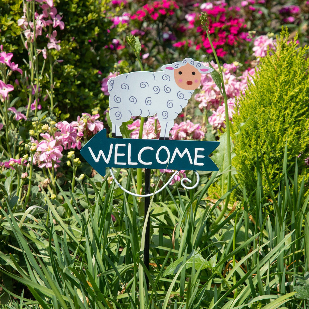 Green Frog Pattern Charming Metal Garden Stakes | Welcome Yard & Lawn Decor