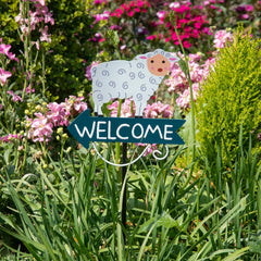 Green Frog Pattern Charming Metal Garden Stakes | Welcome Yard & Lawn Decor
