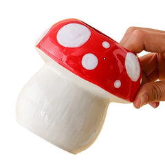 Blue Adorable Ceramic Mushroom Desk Organizer - Cute Pen & Makeup Brush Holder