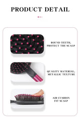 Blue Air Cushion Massage Paddle Brush & Wide Tooth Comb Set - Gentle Detangling for All Hair Types