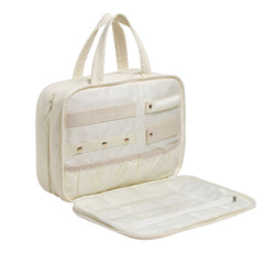 Size M Pink Quilted Hanging Toiletry Bag with Jewelry Organizer - Travel Cosmetic Case(28*12*20)