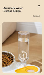 Blue Pet Bowl Set with Automatic Gravity Water Dispenser - Stainless Steel & PP Feeder Station