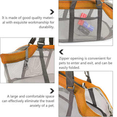 Orange And Grey Lightweight Breathable Mesh Pet Carrier Handbag - Portable Travel Tote for Small Dogs & Cats up to 8kg