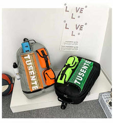 Green And Black Stylish Sports Backpack with Contrast Pockets - Unisex Gym Bag for Badminton & Tennis