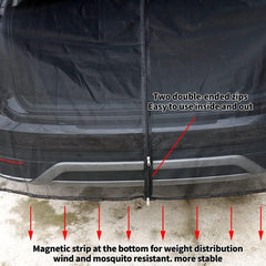 Size XL Black Magnetic Car Window Sun Shade Screens & SUV Tailgate Mosquito Net Set - Breathable Bug Protection