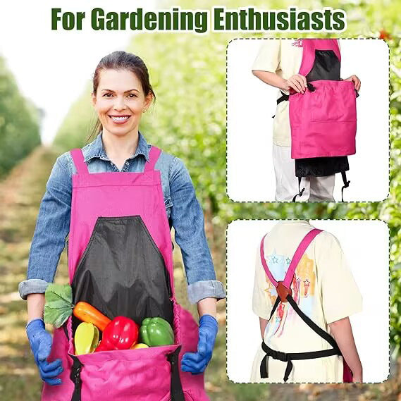 Blue Garden Harvesting Apron - Waterproof Oxford Cloth with Quick Release Pouch