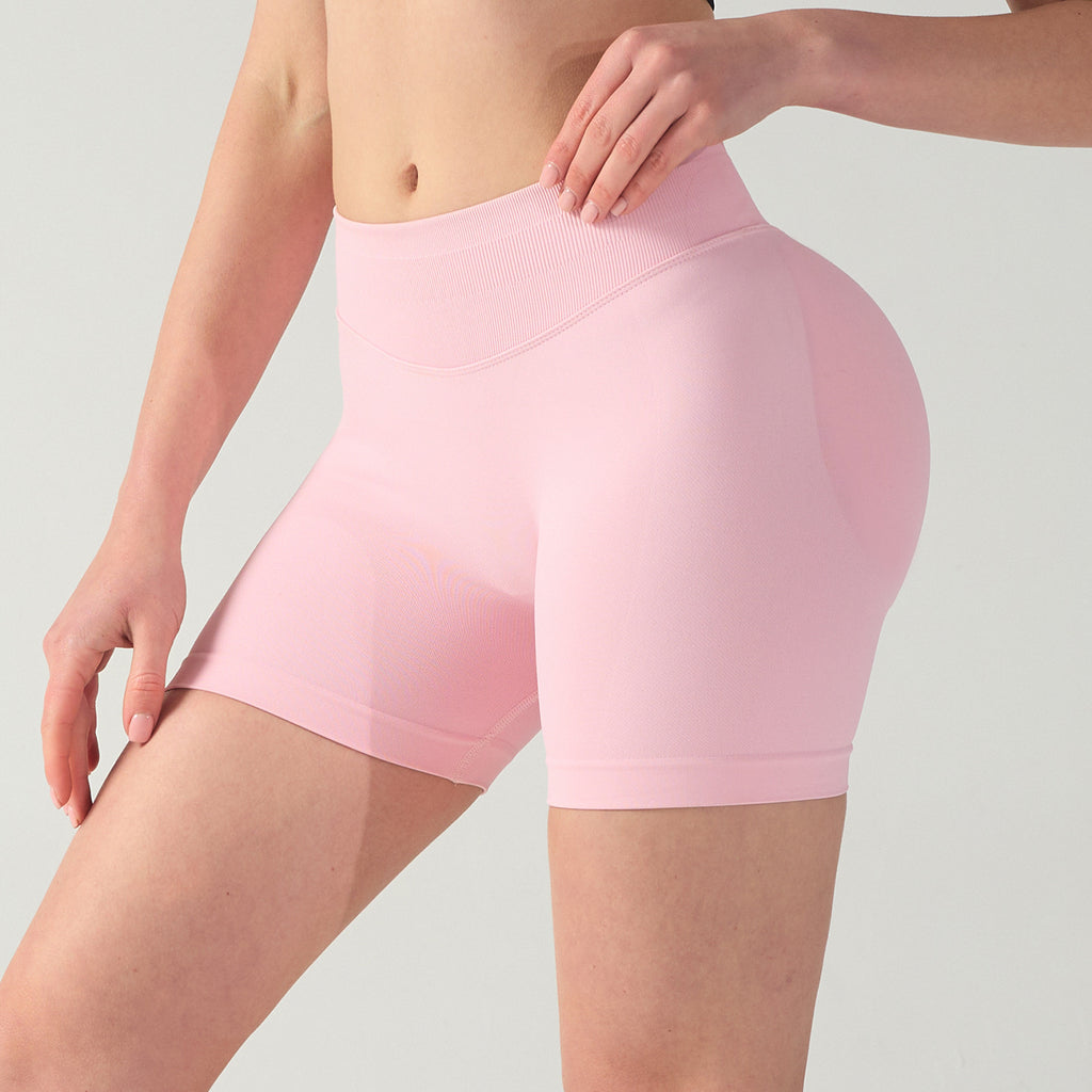 XXL Blue High-Elastic Hip Yoga Shorts - Seamless Mid-Intensity Pilates Workout Shorts