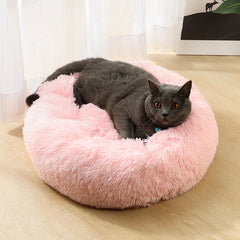 Tie-dye Baby Blue 50cm Cozy Round Pet Bed - Plush Cat & Dog Bed with Non-Slip Base, Machine Washable