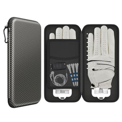 Grey Golf Glove Bag with Dual Glove Support Frame & Hook - Convenient Storage for Tees, Ball Markers and Golf Accessories