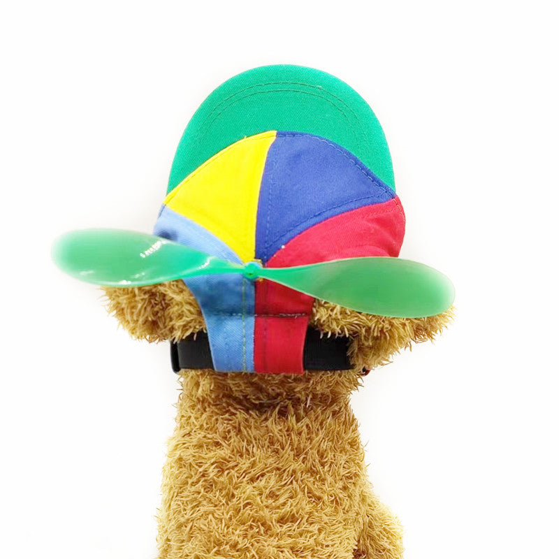 M Green Pet Baseball Cap with Spinning Propeller - Colorful Fun Design - See Details for Sizing
